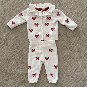 Janie and Jack Bow Sweater Set 6-12 Months EUC